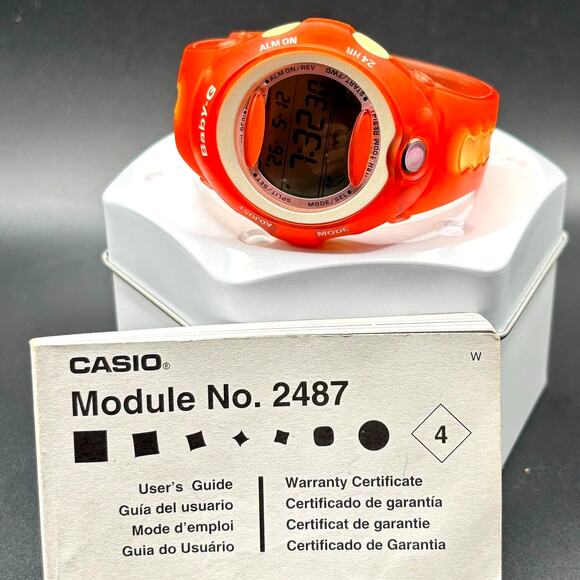 Casio Baby-G BG-163 ICERC Dolphin Whale Jelly Orange Women\'s Watch NOS main image 14